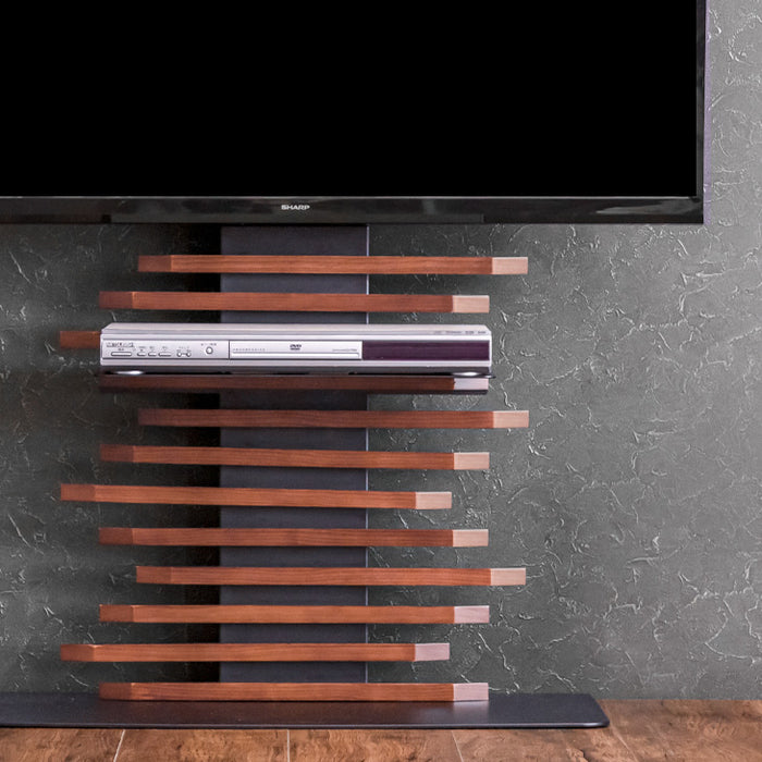 天然木 テレビスタンド ロータイプ 棚板付き 5段階高さ調節 震度7試験