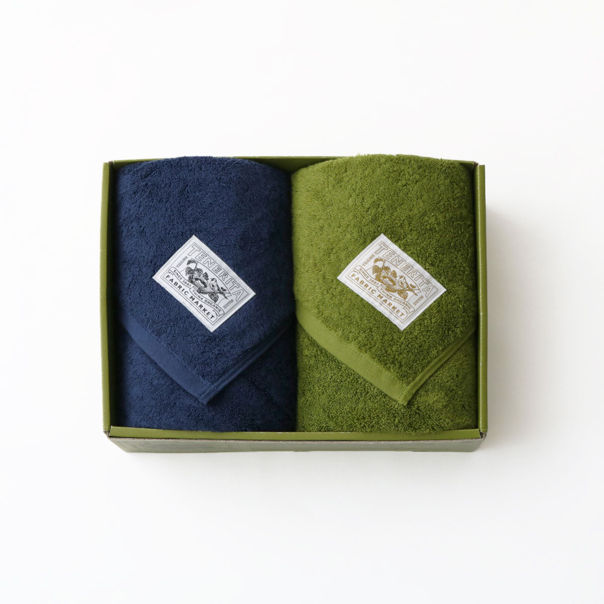 超甘撚りバスタオルショート2枚セット(ネイビー・リーフグリーン)(FREE