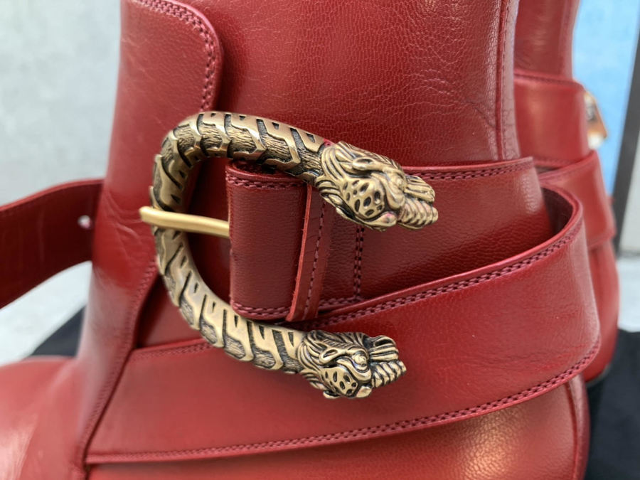 ポールカージー】ミケーレ グッチ タイガーバックル ヒールブーツ