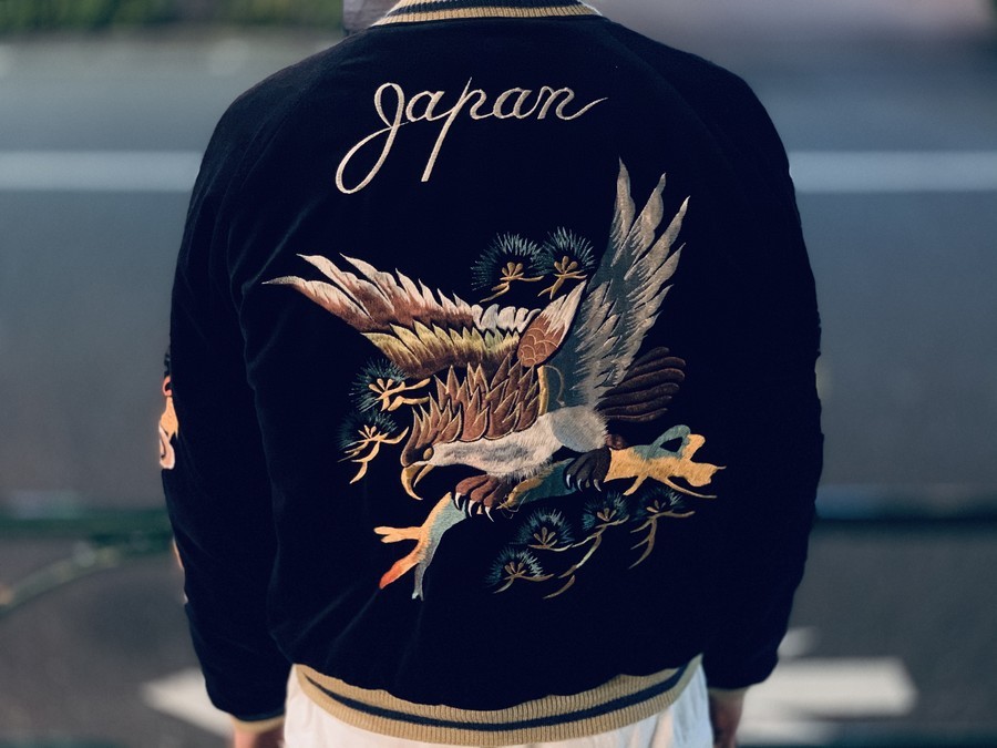 テーラー東洋 東洋 別珍 リバーシブル スカジャン 黒 虎顔 城