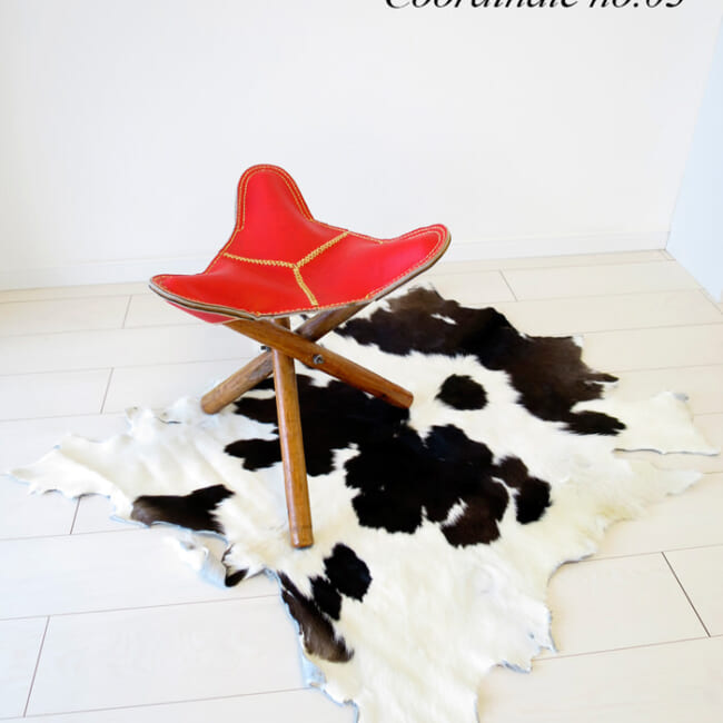 カウラグ 敷物 毛皮インテリアラグ マット ハラコ 牛革 革 レザー No.002