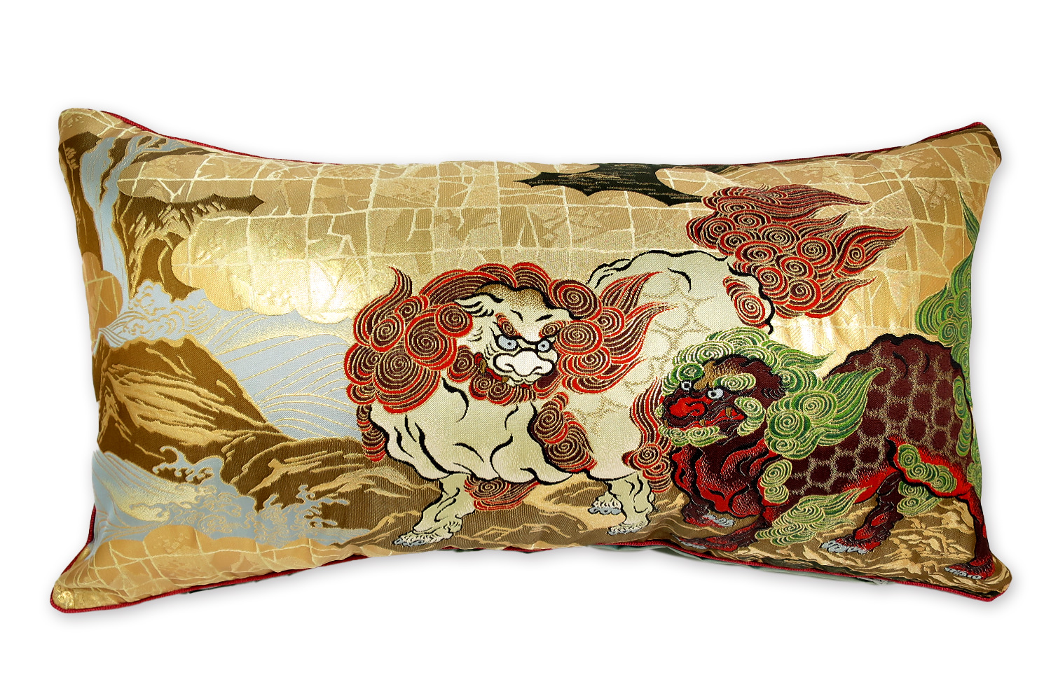 風神雷神図 西陣織 クッション セット 34×34×4cm 中材付 – ザ