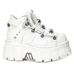 White Napa Leather New Rock Metallic Shoes M.106-S53 • The Dark Store™