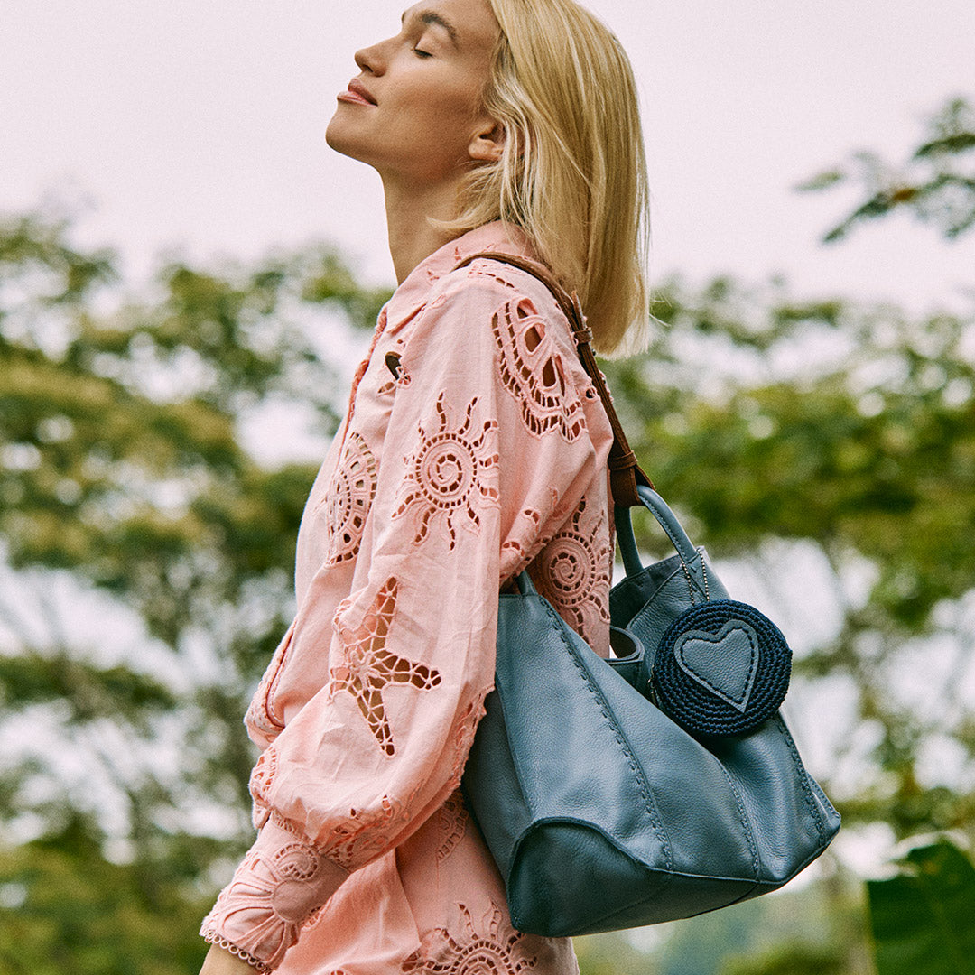 Los Feliz Large Tote Bag in Black Multi Seminyak Leather – The Sak