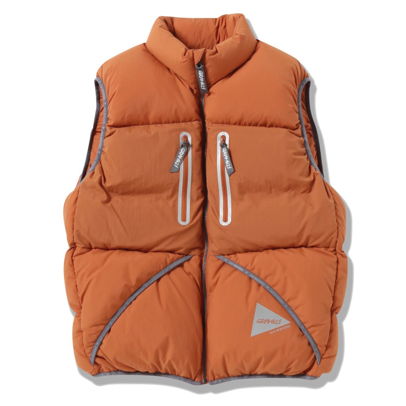 Gramicci x And Wander Down Vest Orange | The Sporting Lodge
