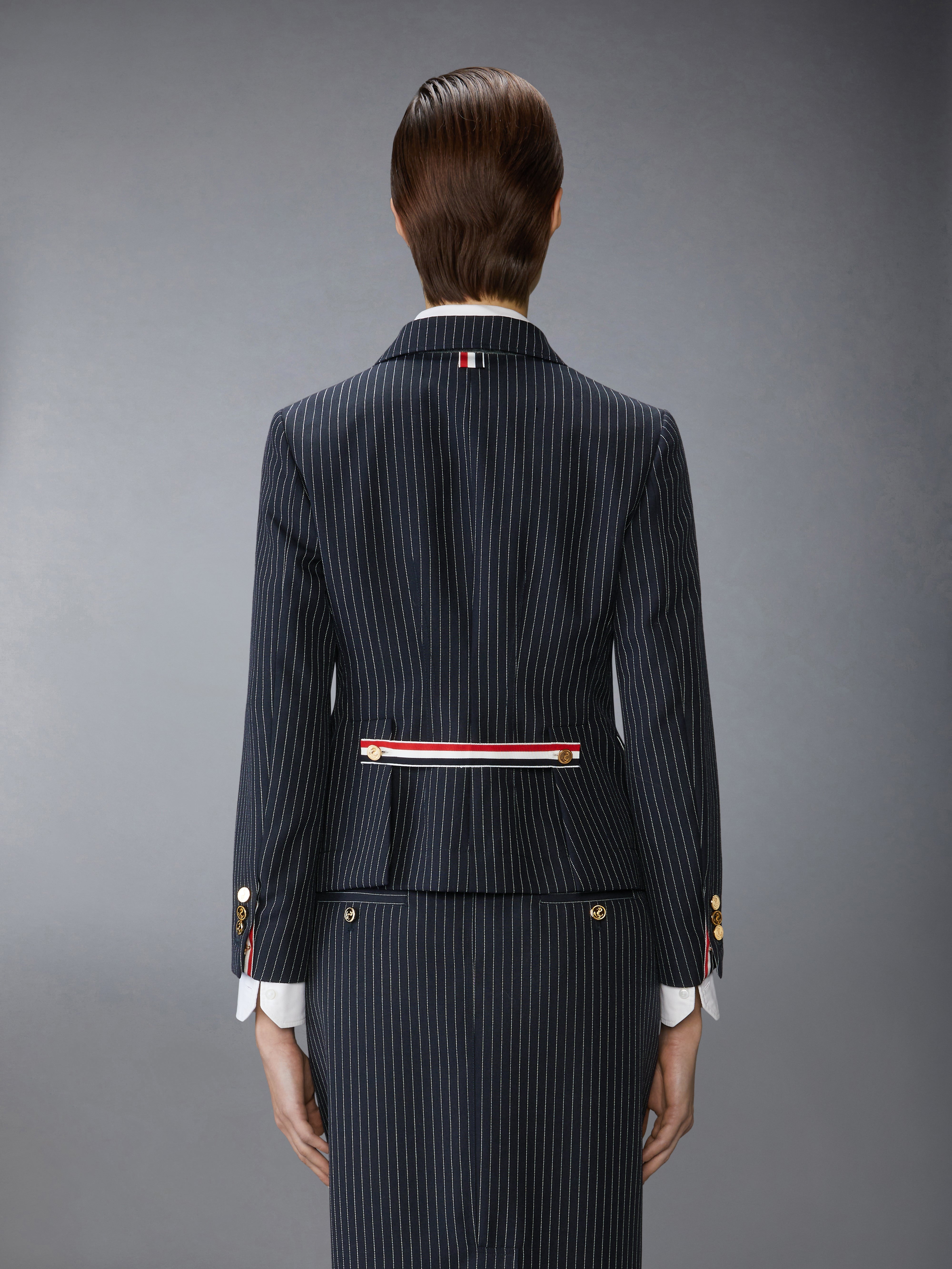 Pinstripe High Twist Wool Sportcoat | Thom Browne