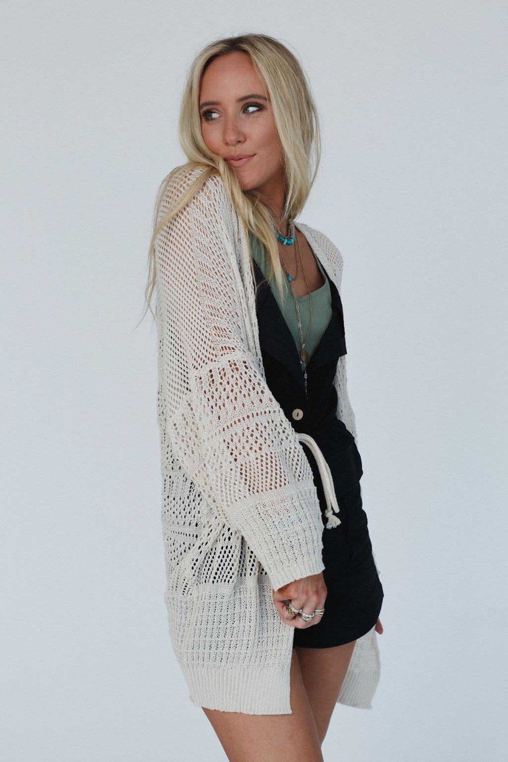 Brenden Knit Netted Cardigan — Three Bird Nest