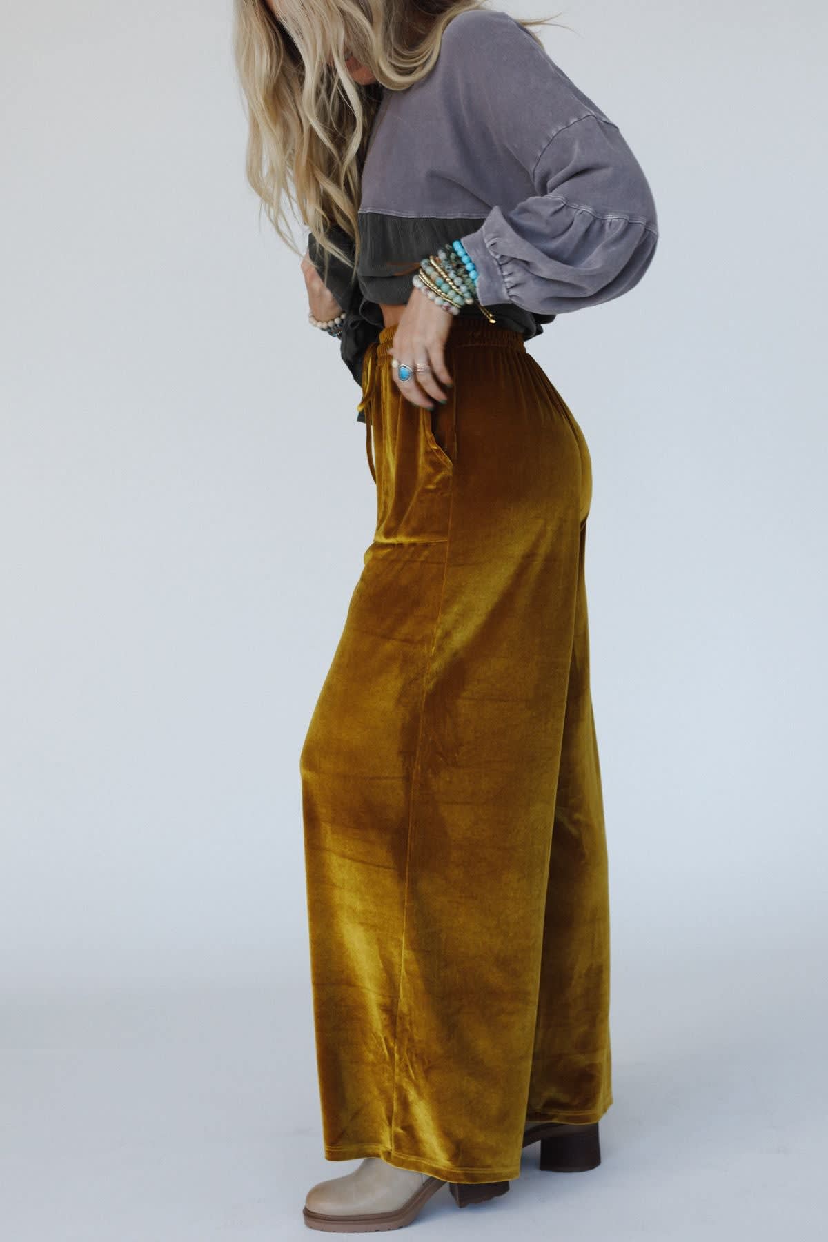 The Nest Relaxing Robin Velvet Wide Leg Pant — Three Bird Nest