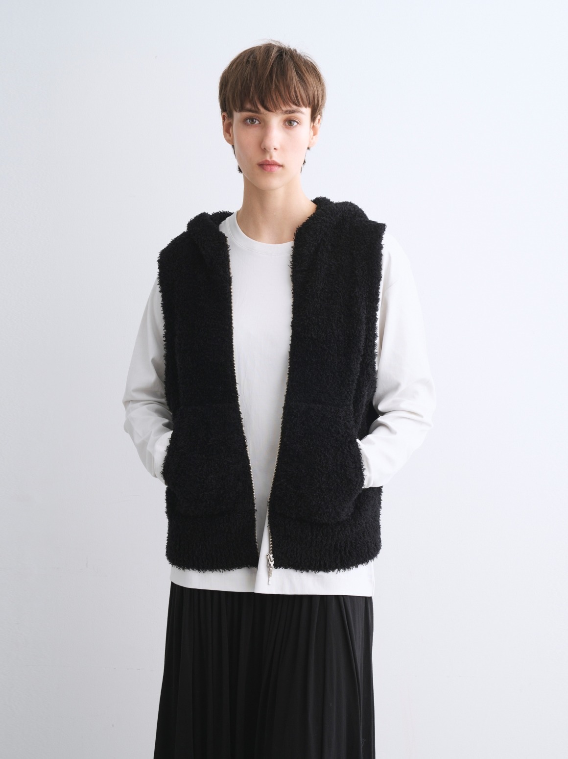 Feather wool vest｜スリードッツ オフィシャルオンラインショップ