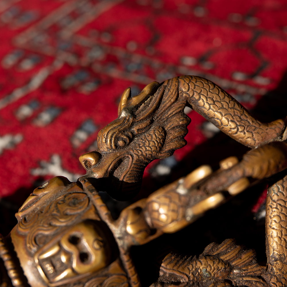 高品質】 ドルジェ（ヴァジュラ・金剛杵）[約31cm] 龍と骸骨 五鈷杵