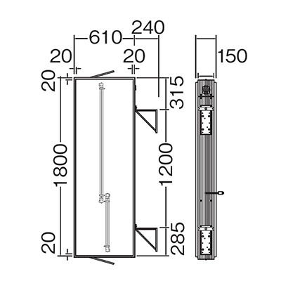 袖（突出し）看板】三和サインワークス 260角アルミLED LLT21-65 W610