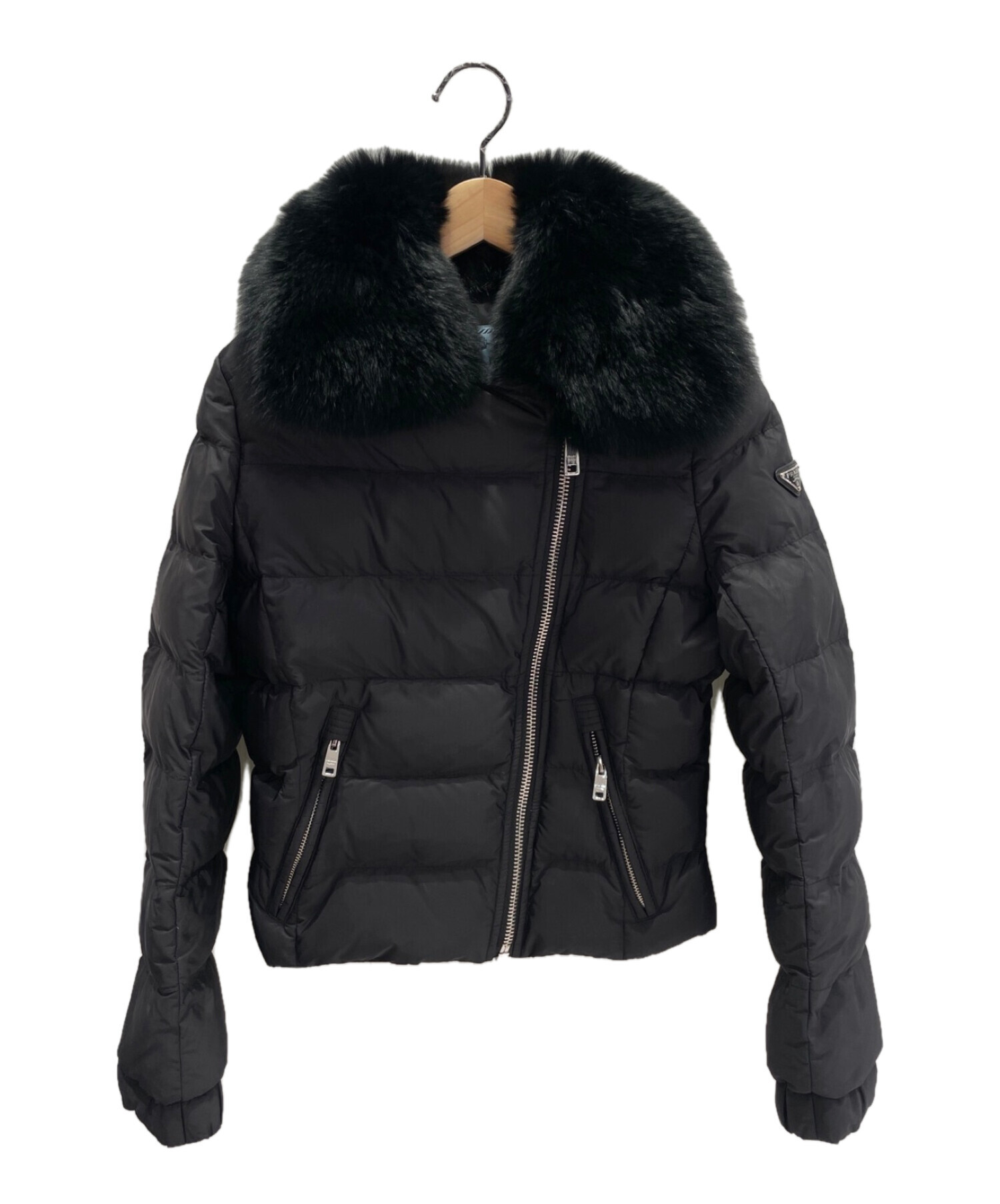 中古・古着通販】PRADA (プラダ) ファー付きダウンジャケット ブラック