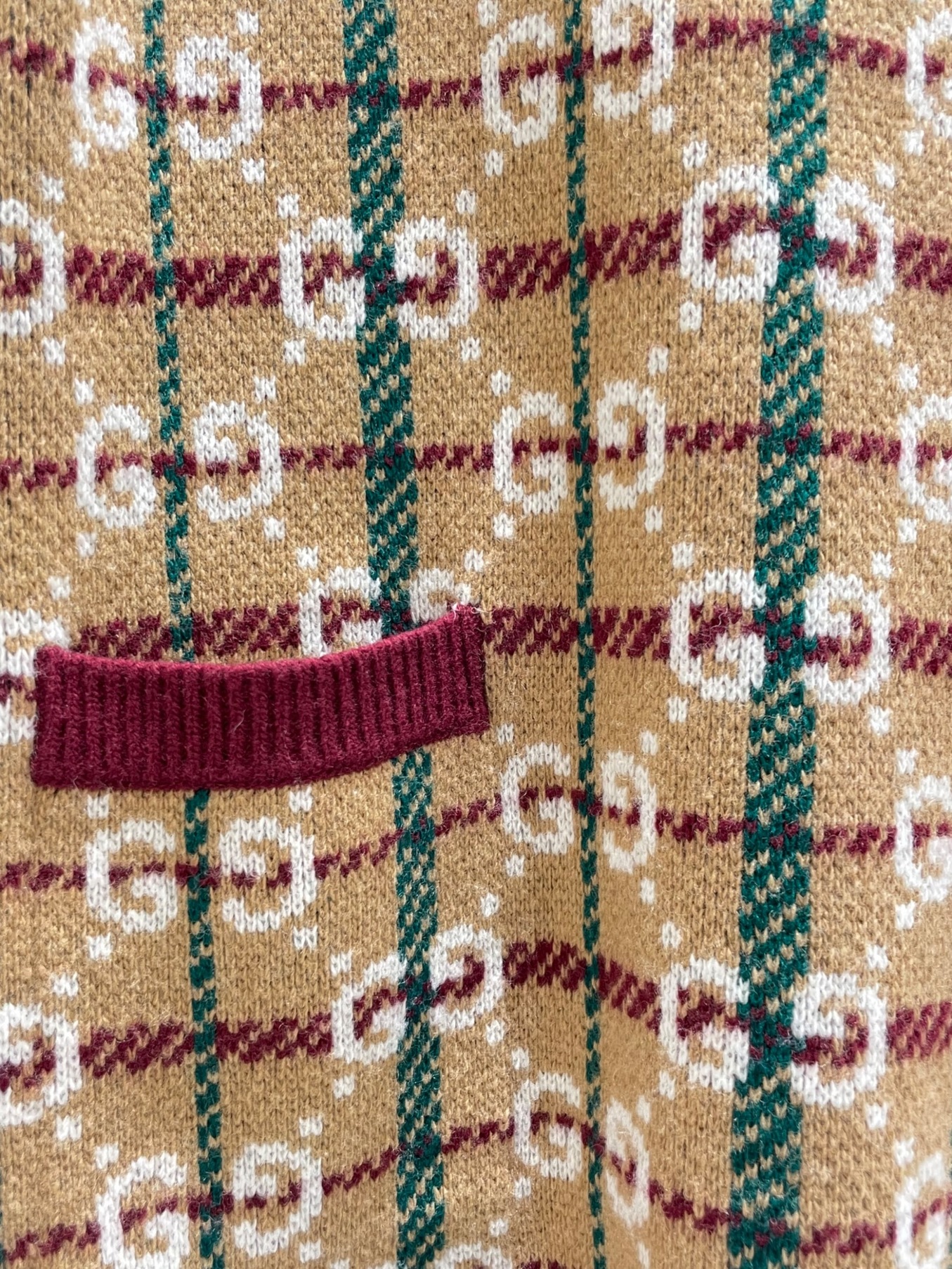 中古・古着通販】GUCCI (グッチ) GG柄ニットワンピース ブラウン