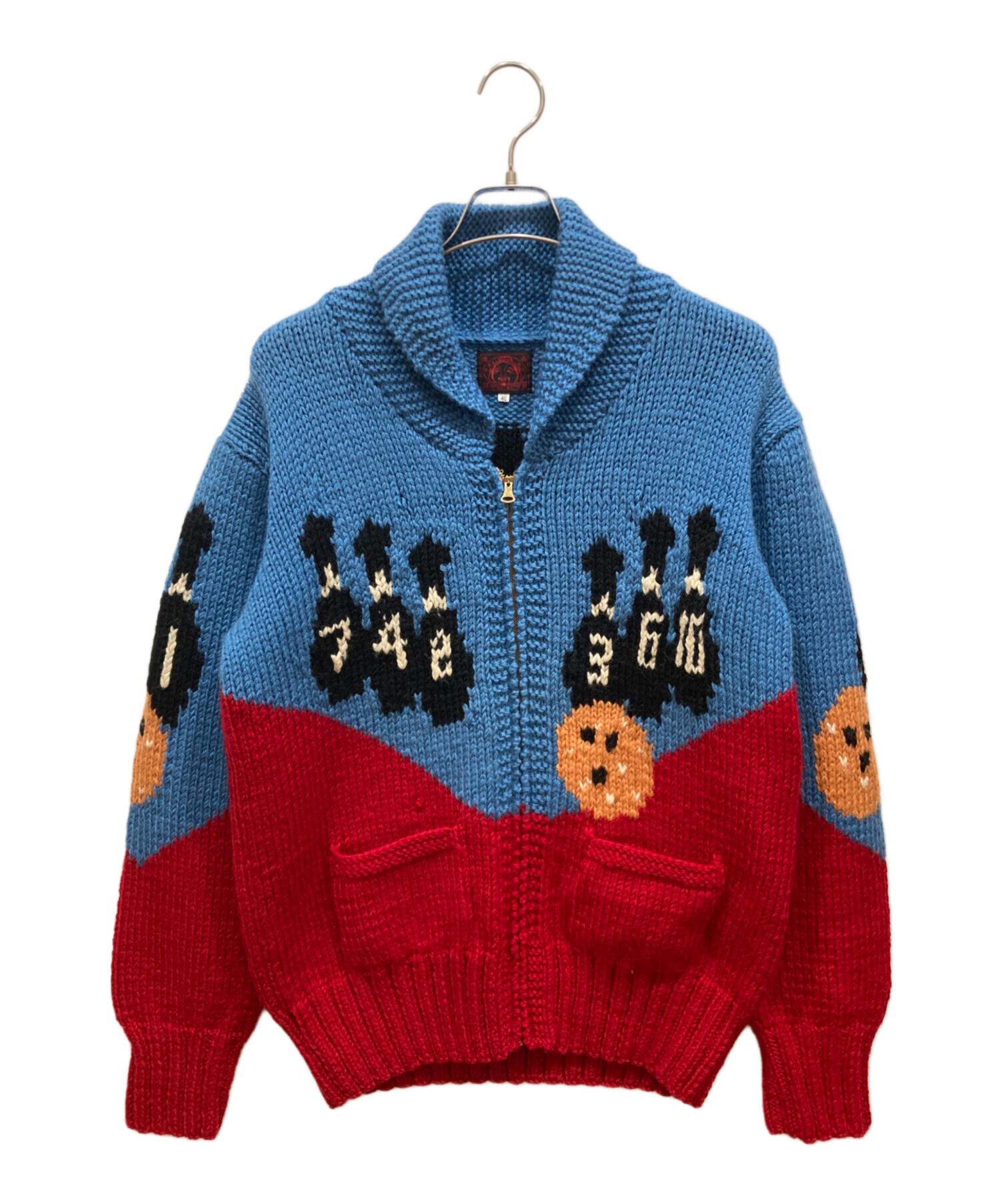 中古・古着通販】EVISU (エヴィス) カウチンニットカーディガン レッド