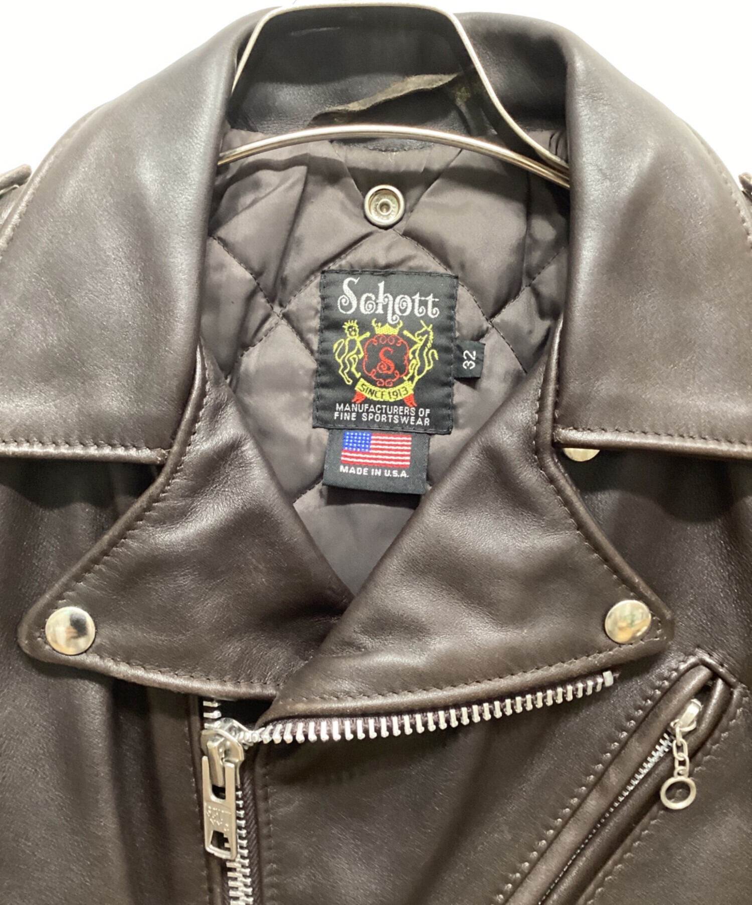 中古・古着通販】Schott (ショット) ライダースジャケット ブラウン