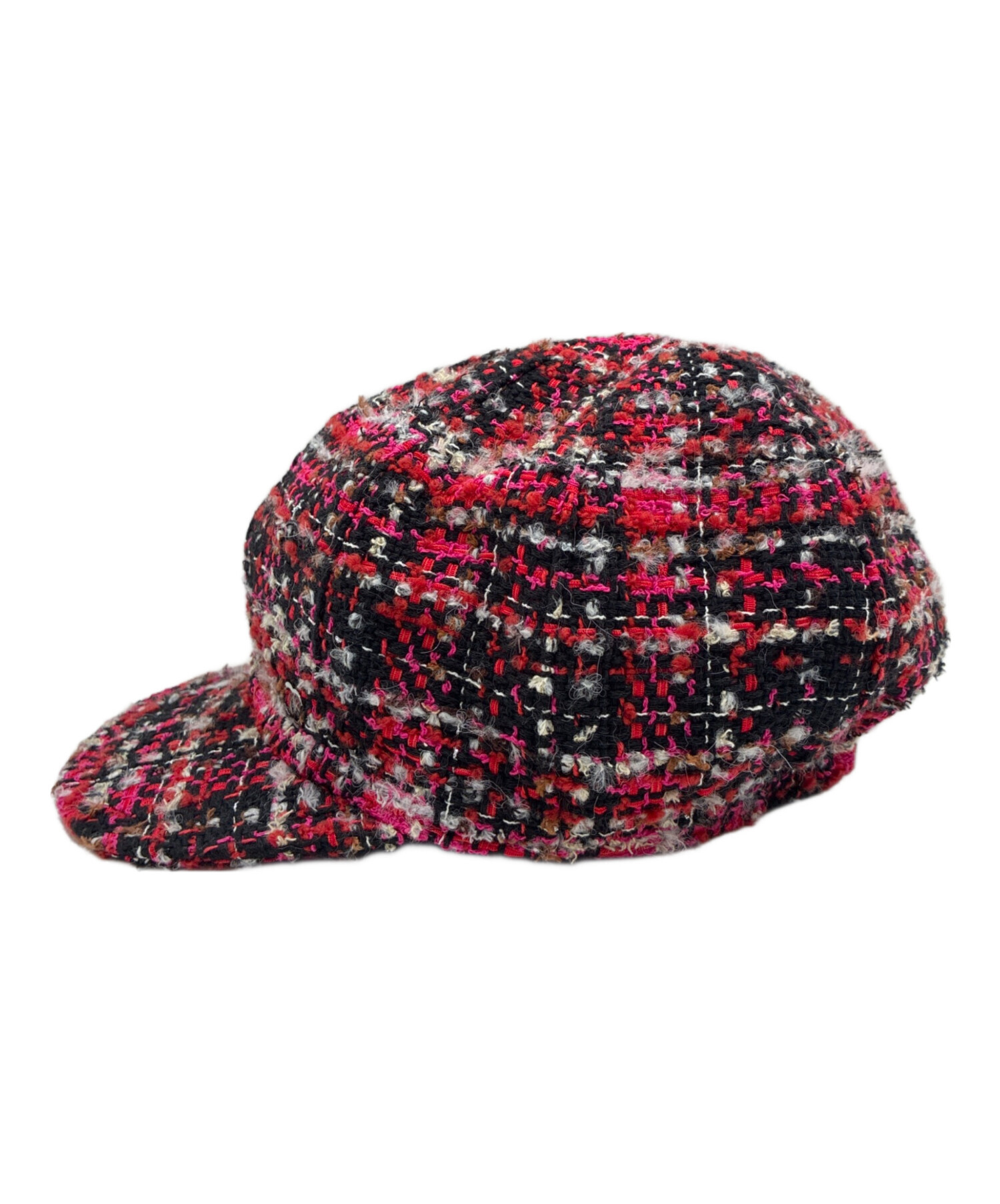 中古・古着通販】CHANEL (シャネル) ツイードキャップ レッド×ピンク