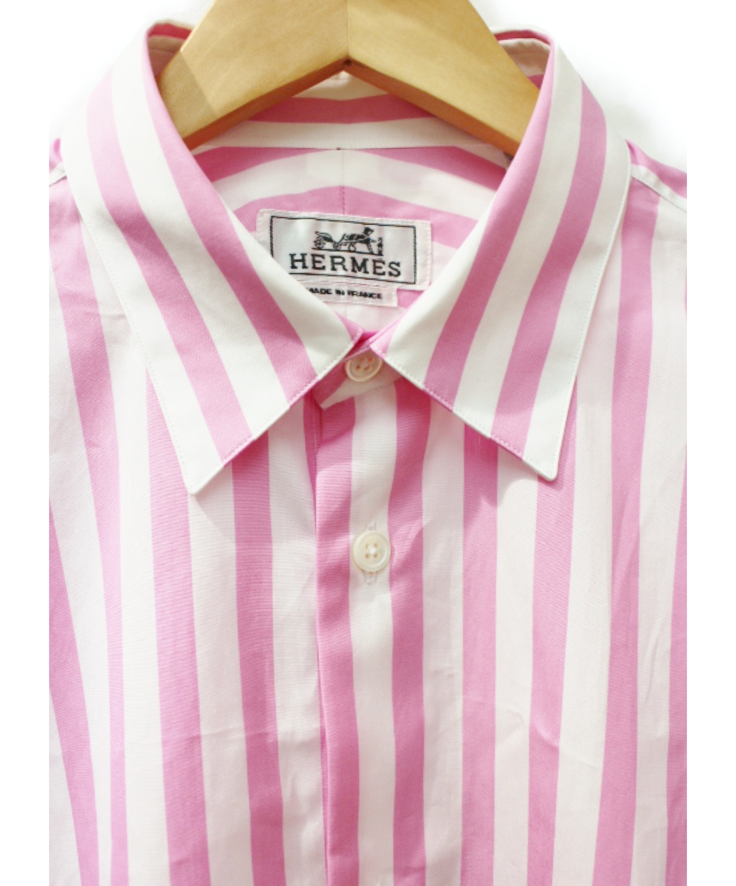 中古・古着通販】HERMES (エルメス) 20SS ストライプシャツ ピンク