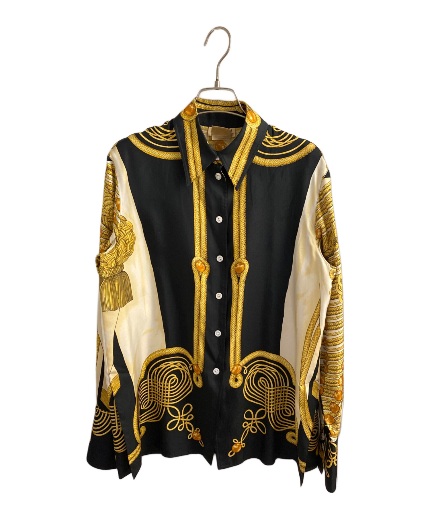 中古・古着通販】HERMES (エルメス) シルク総柄シャツ ブラック