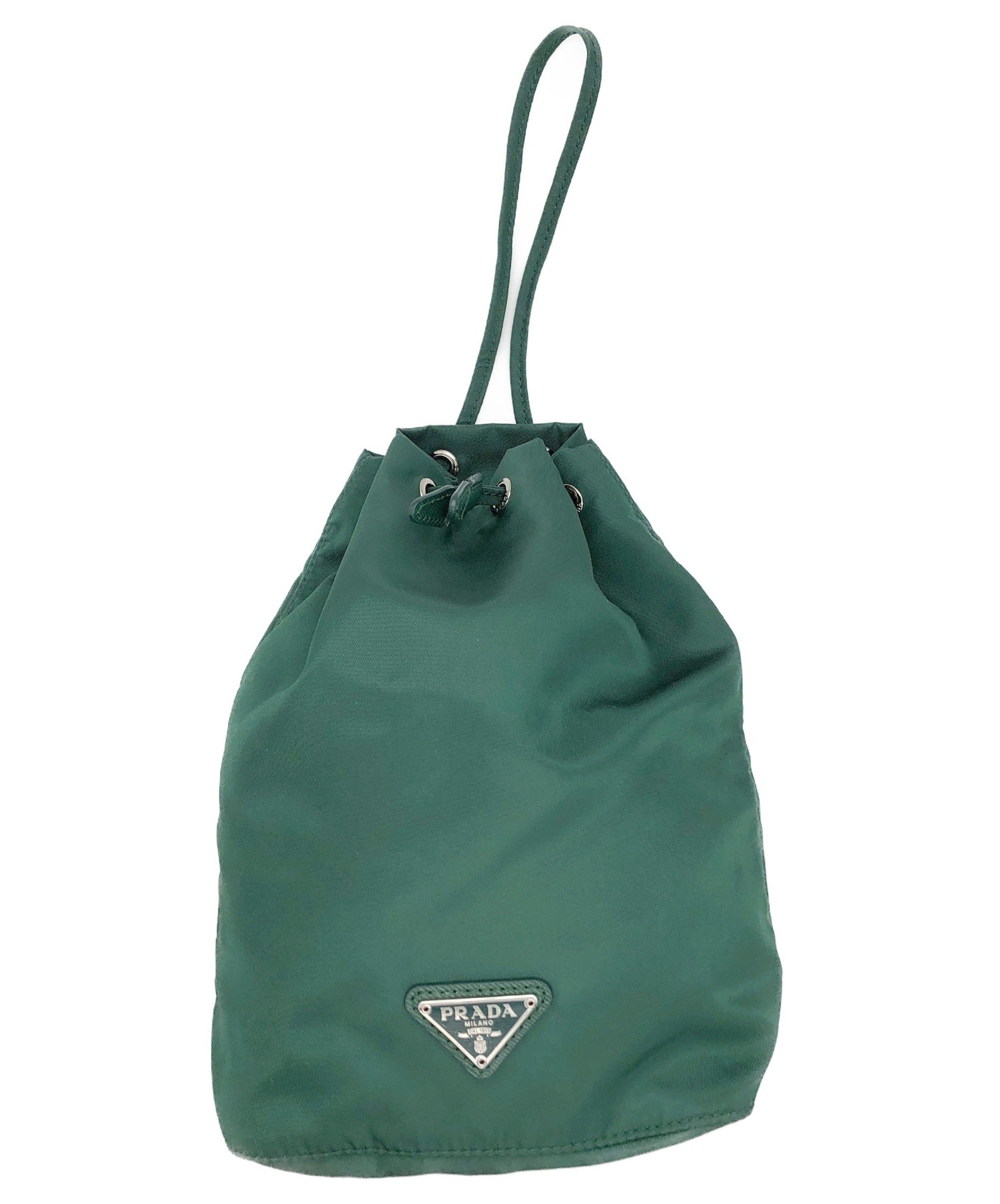 中古・古着通販】PRADA (プラダ) 巾着ポーチ グリーン サイズ:TU 224
