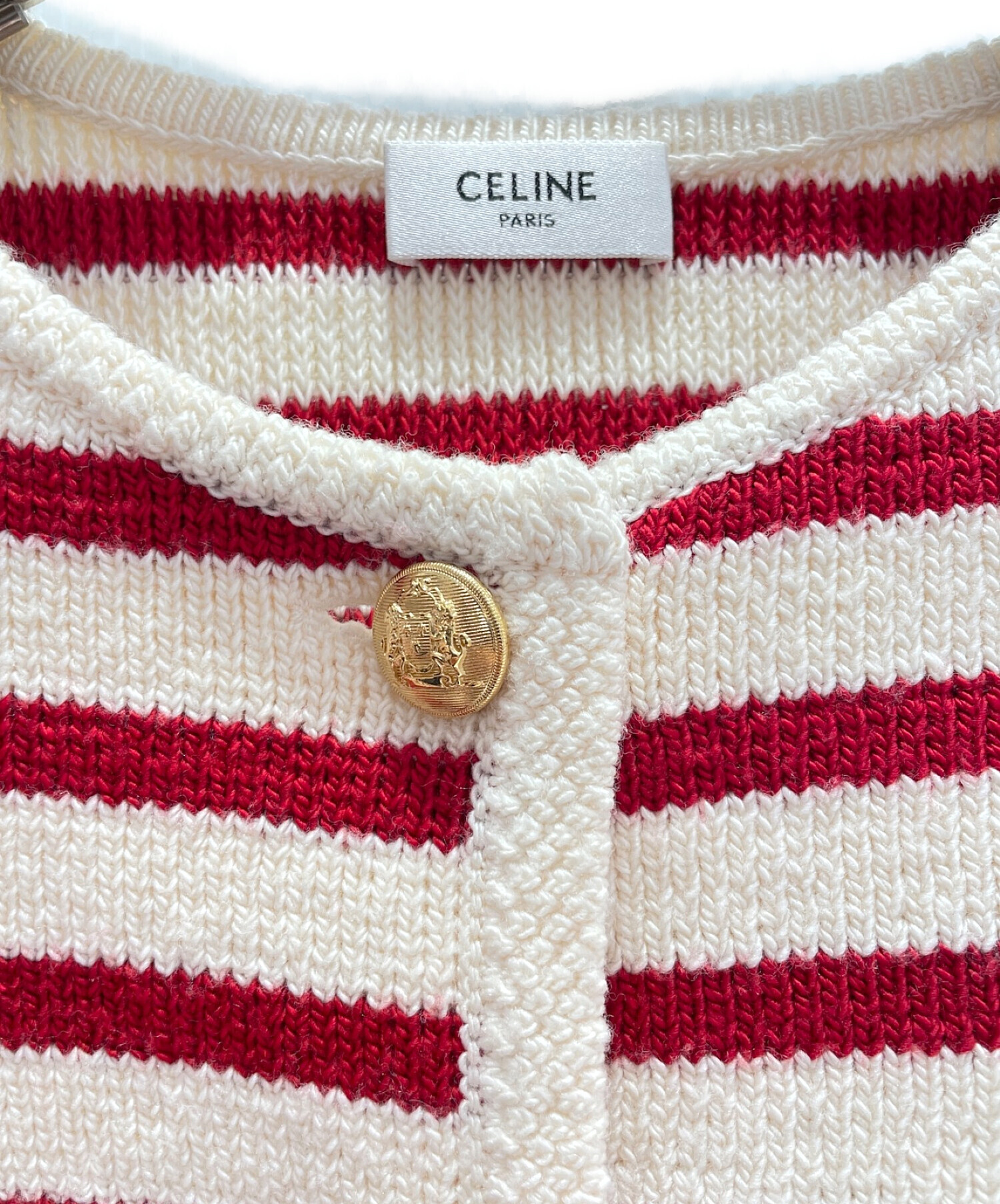 中古・古着通販】CELINE (セリーヌ) ボーダーニットカーディガン