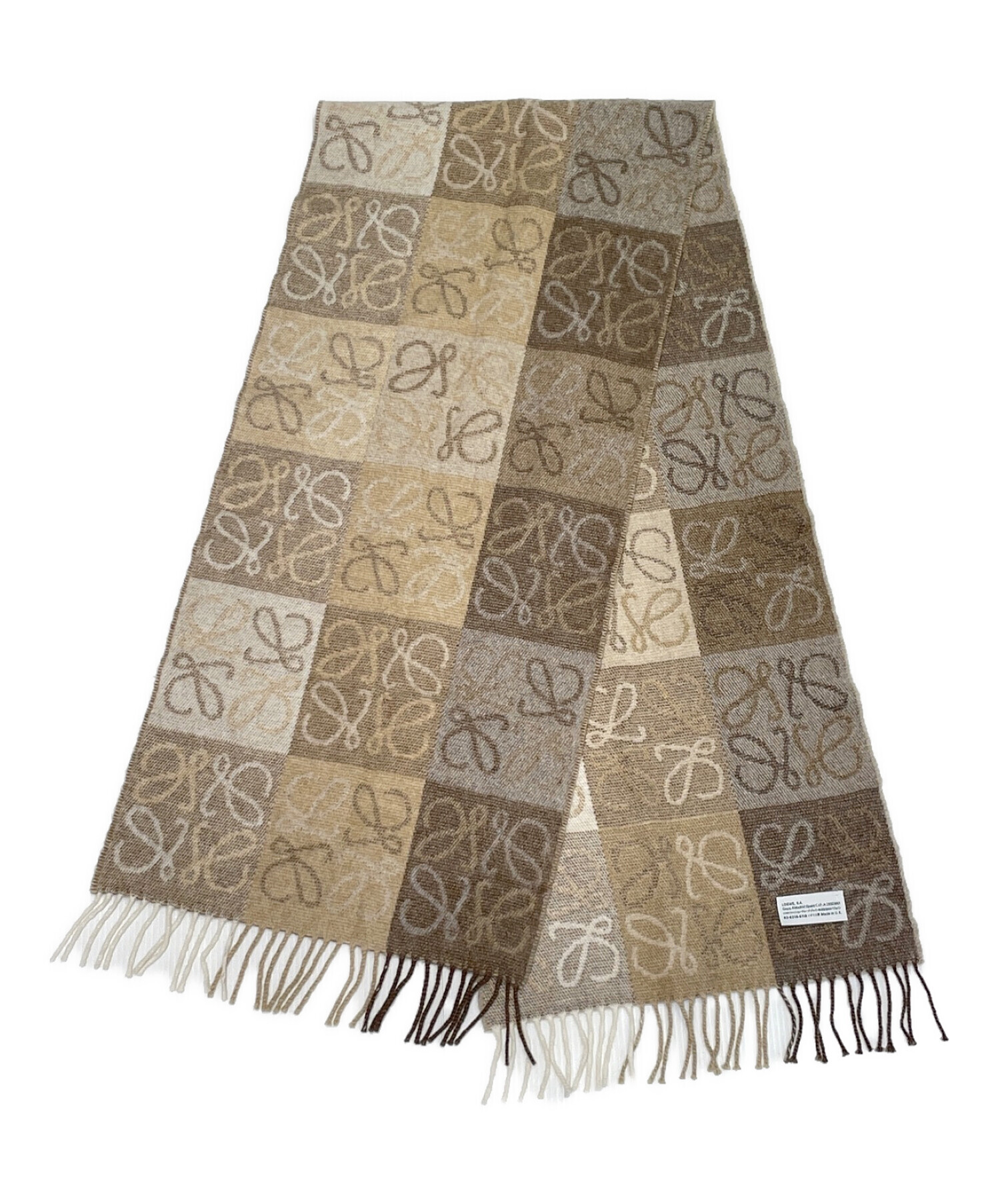 中古・古着通販】LOEWE (ロエベ) チェッカーボード スカーフ ブラウン