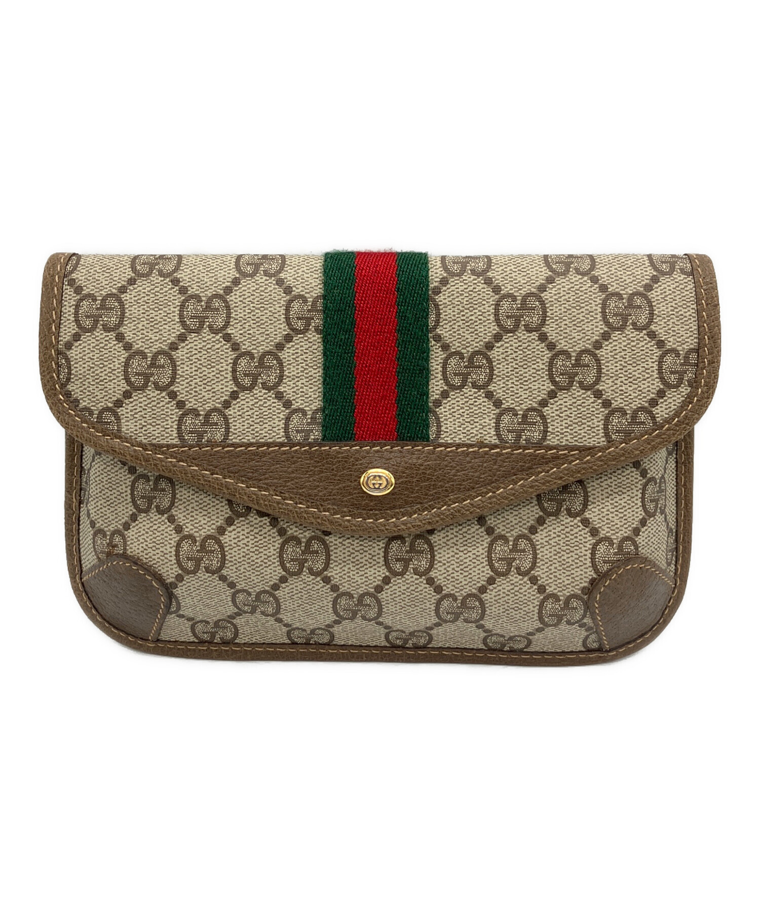 中古・古着通販】GUCCI (グッチ) ポーチ GG シェリーライン ブラウン