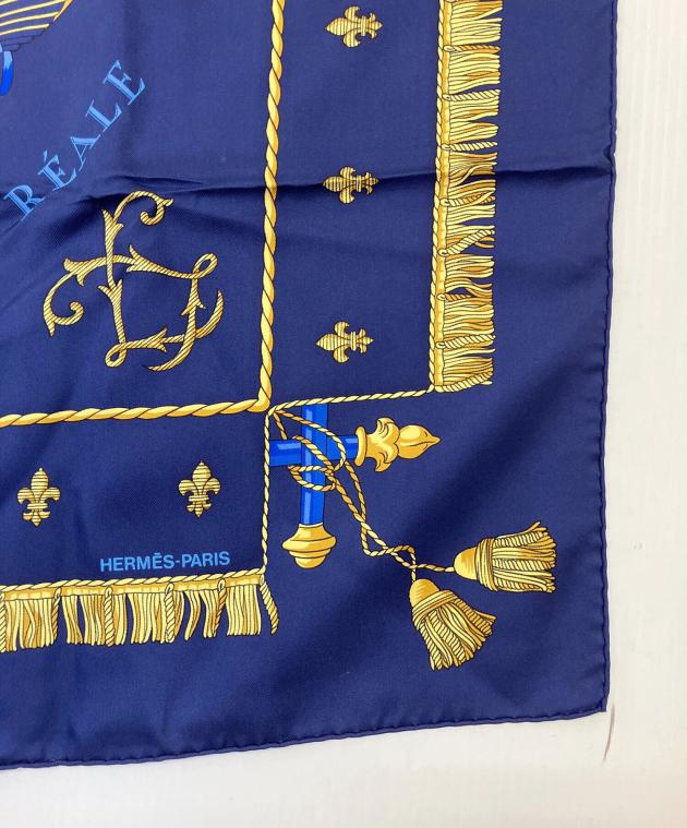 中古・古着通販】HERMES (エルメス) カレ90 シルクスカーフ ネイビー