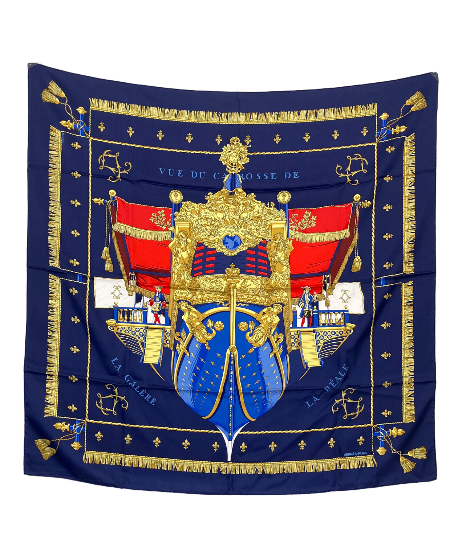 中古・古着通販】HERMES (エルメス) カレ90 シルクスカーフ ネイビー