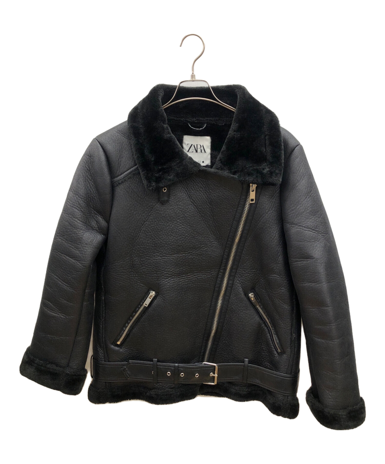 中古・古着通販】ZARA (ザラ) フェイクムートンライダースジャケット