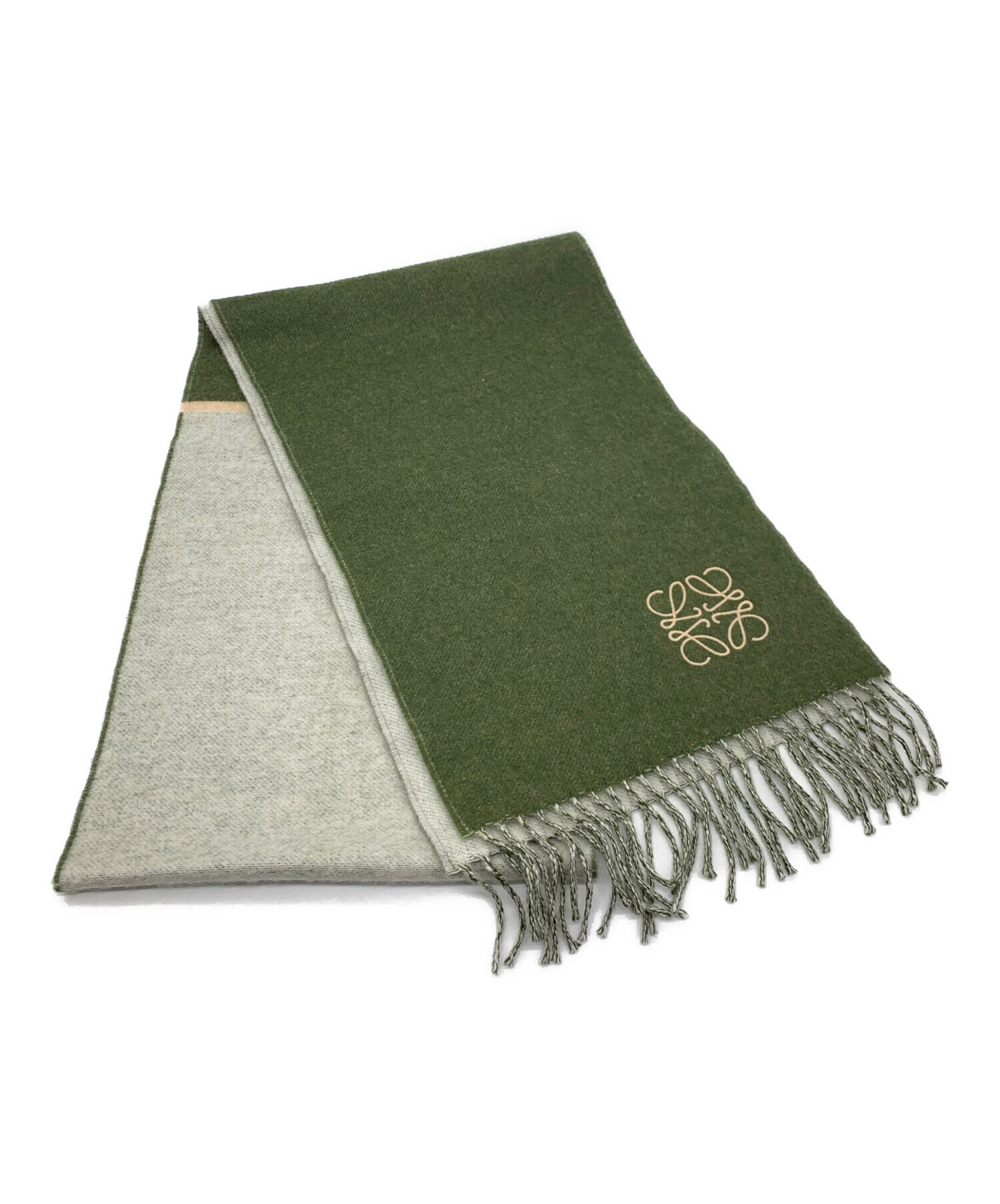 中古・古着通販】LOEWE (ロエベ) ウールカシミヤマフラー グリーン