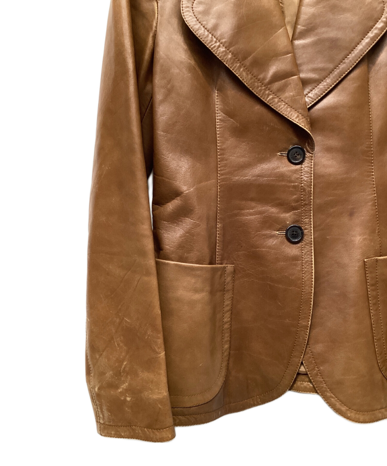 中古・古着通販】PRADA (プラダ) 2Bレザージャケット ブラウン サイズ