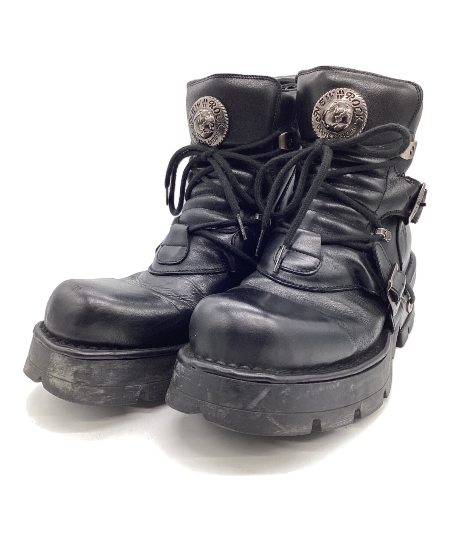 中古・古着通販】NEW ROCK (ニューロック) レザーブーツ ブラック