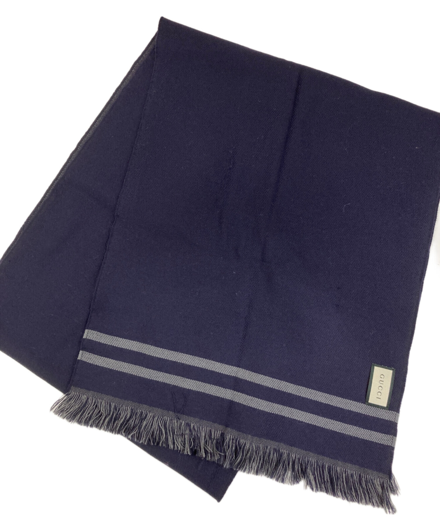 中古・古着通販】GUCCI (グッチ) マフラー ネイビー×グレー｜ブランド