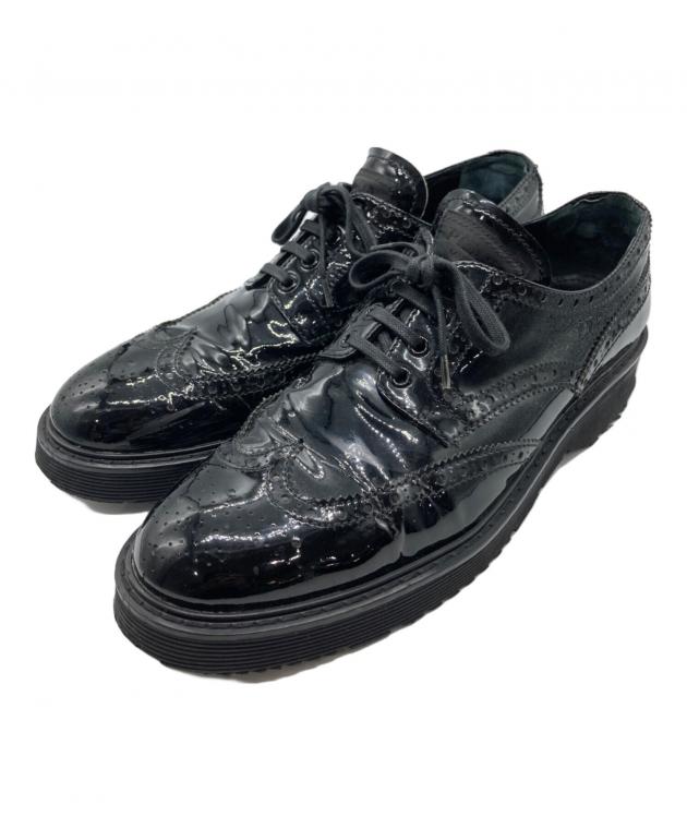 中古・古着通販】PRADA (プラダ) エナメルウィングチップ ブラック