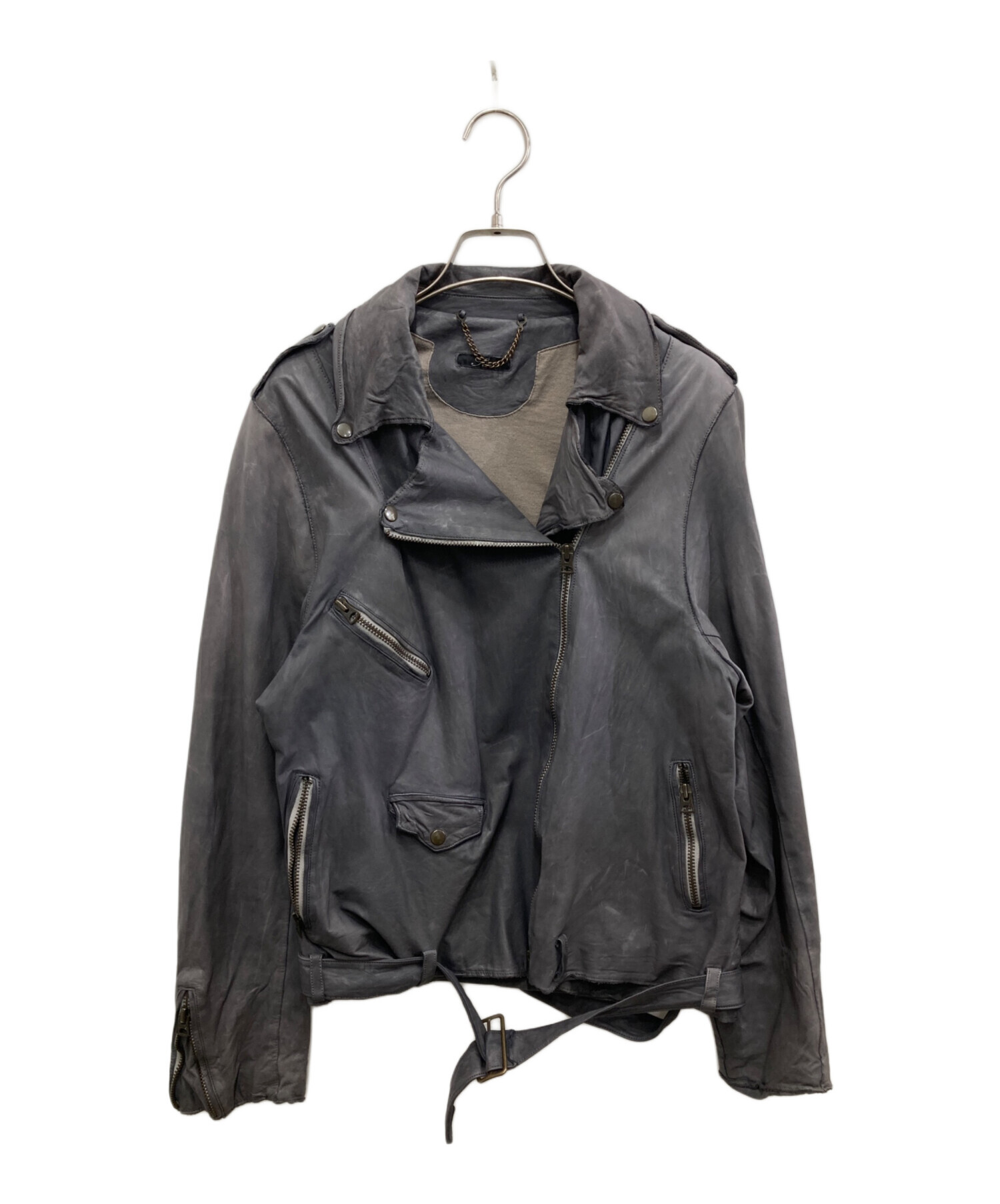 中古・古着通販】sisii (シシ) レザーライダースジャケット グレー