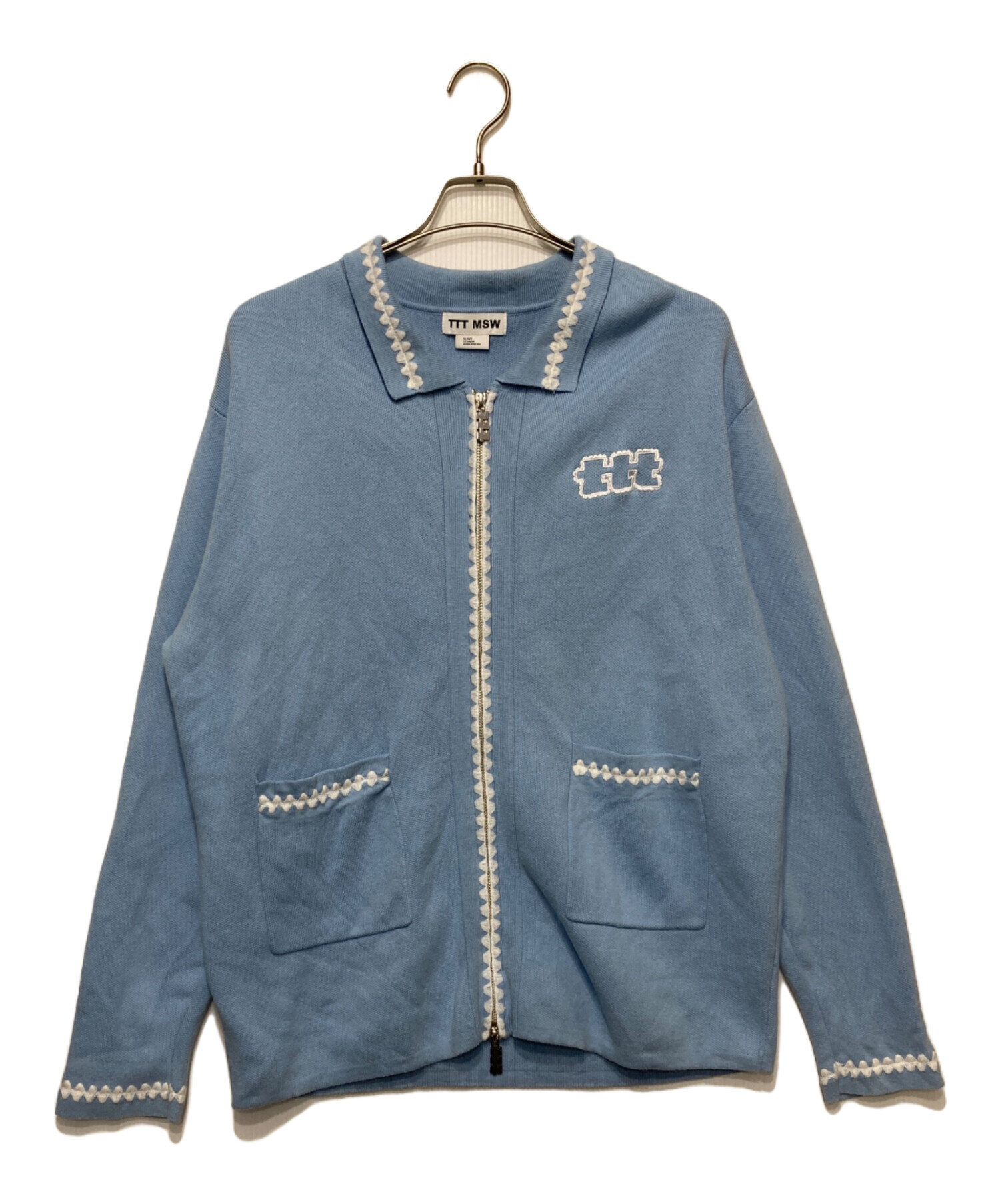 中古・古着通販】TTT MSW (ティー) Knit polo cardigan スカイブルー