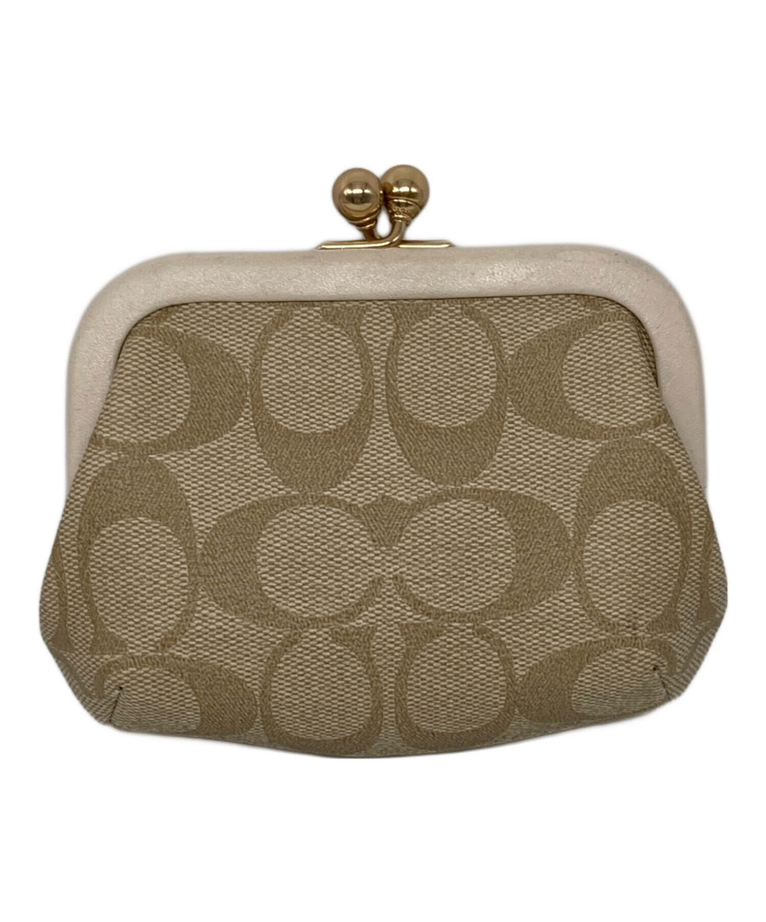 中古・古着通販】COACH (コーチ) がま口財布 ベージュ｜ブランド・古着