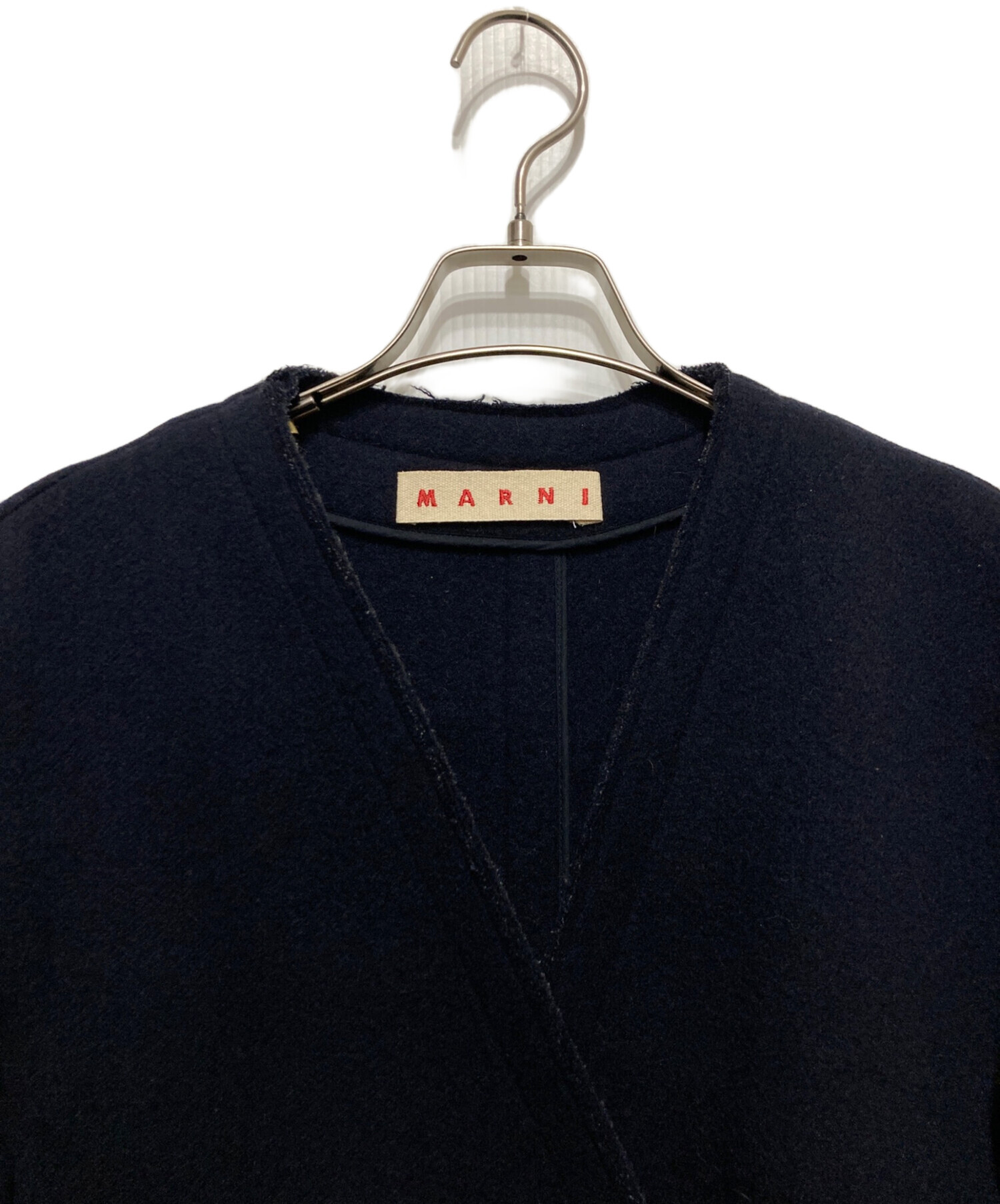中古・古着通販】MARNI (マルニ) ノーカラーコート ネイビー サイズ