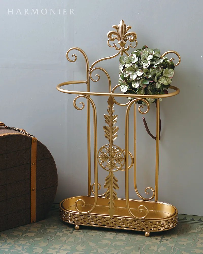 アラベスク アンブレラスタンド オーバル ゴールド 傘立て 雨の日