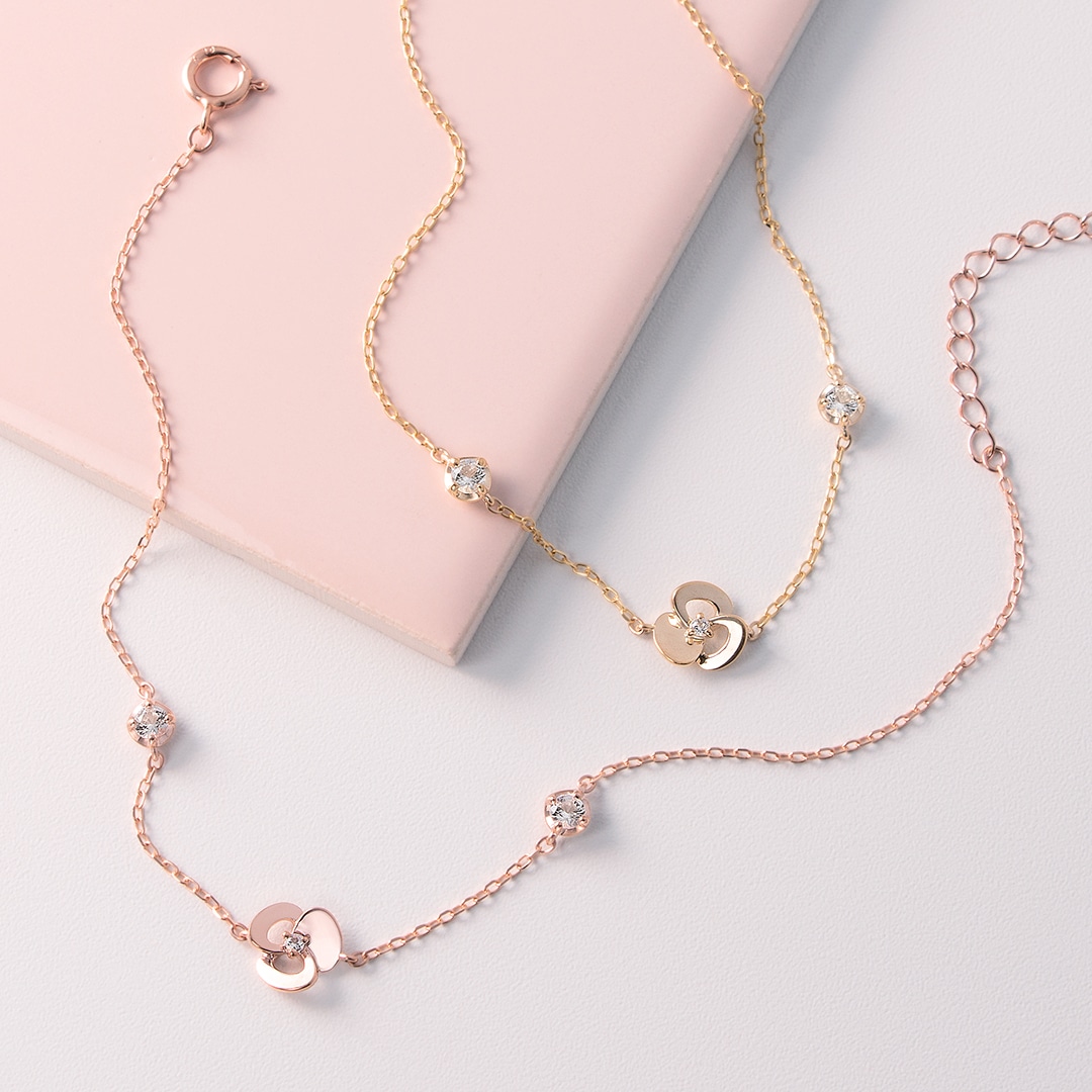 K10ピンクゴールドホワイトトパーズブレスレット(RBL686)|TSUTSUMI