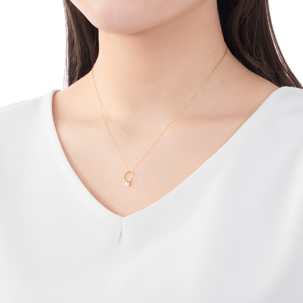 K18イエローゴールド淡水パールペンダント（3mm）(RPD221)|TSUTSUMI