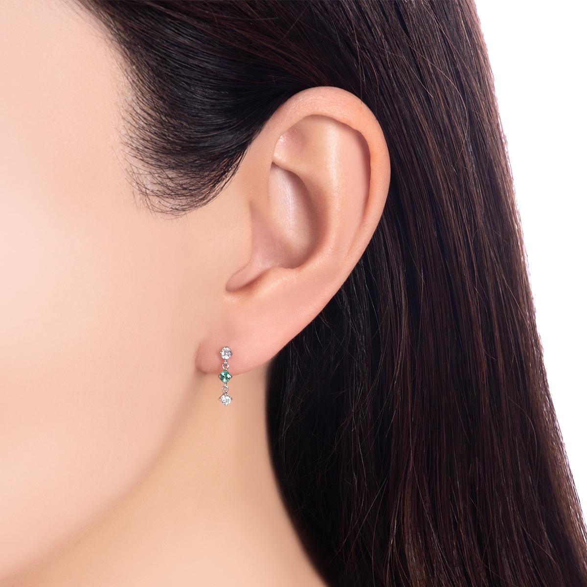 K10ホワイトゴールドエメラルドピアス(RPE036-004)|TSUTSUMI