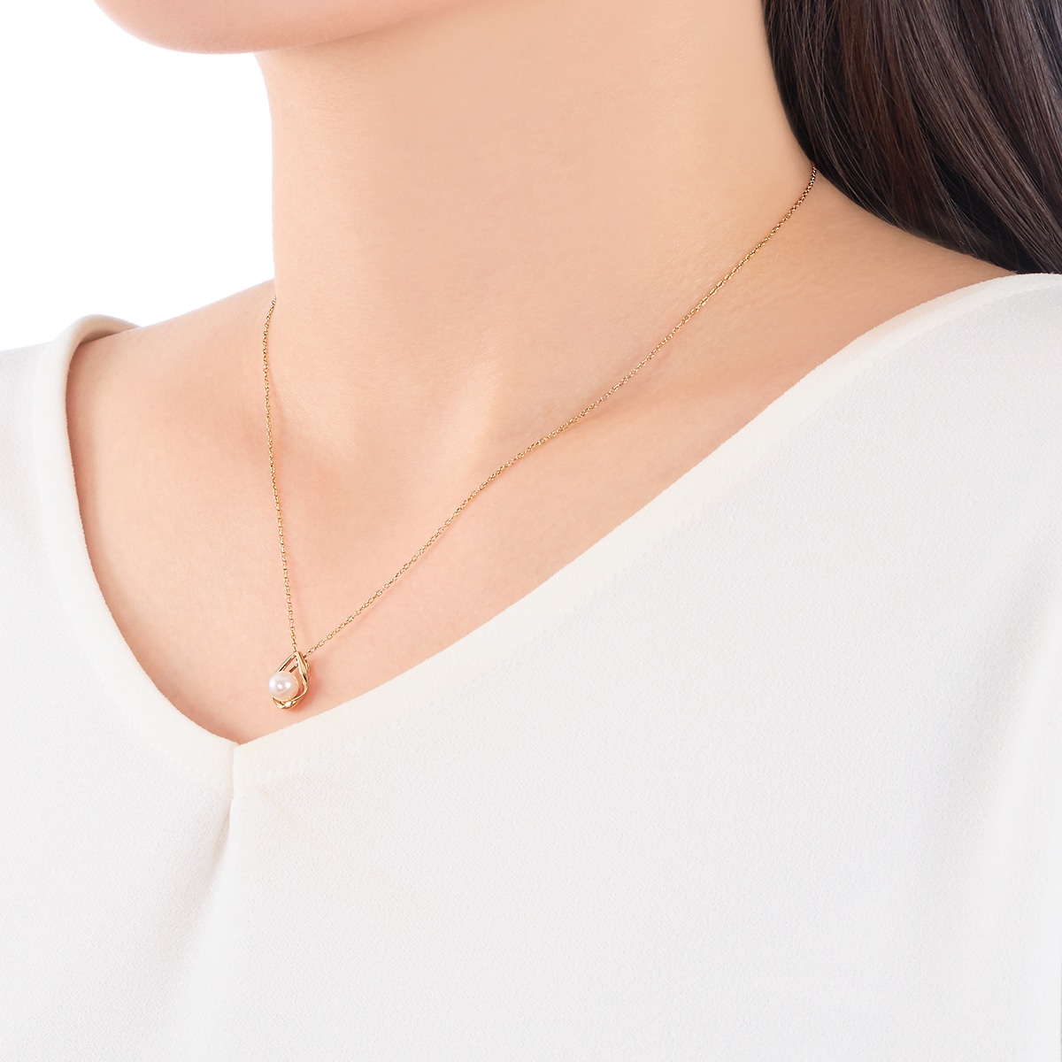 K10イエローゴールド淡水パールネックレス（5mm）(RPN036-002