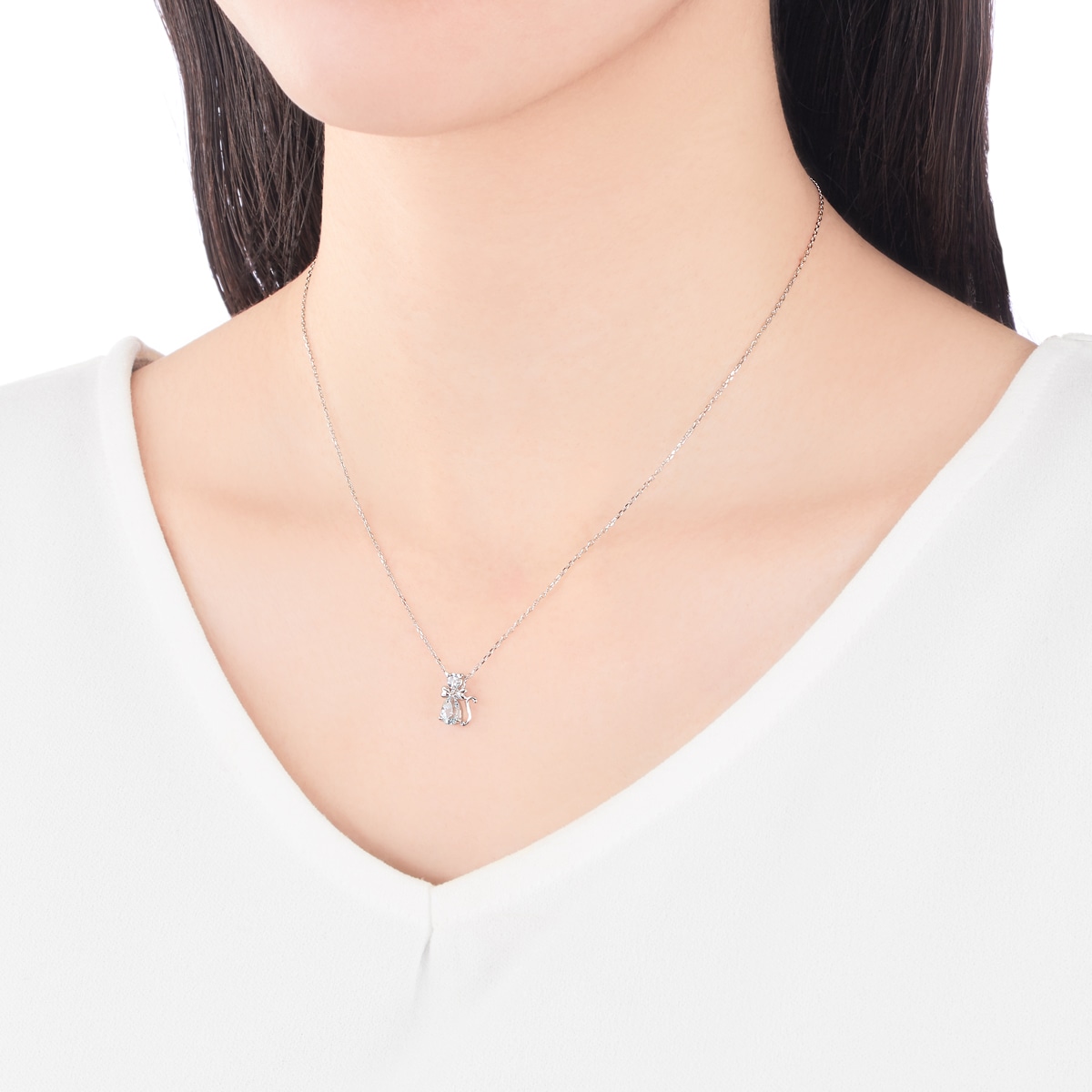 K10ホワイトゴールドアクアマリンネックレス(RPN134-002)|TSUTSUMI