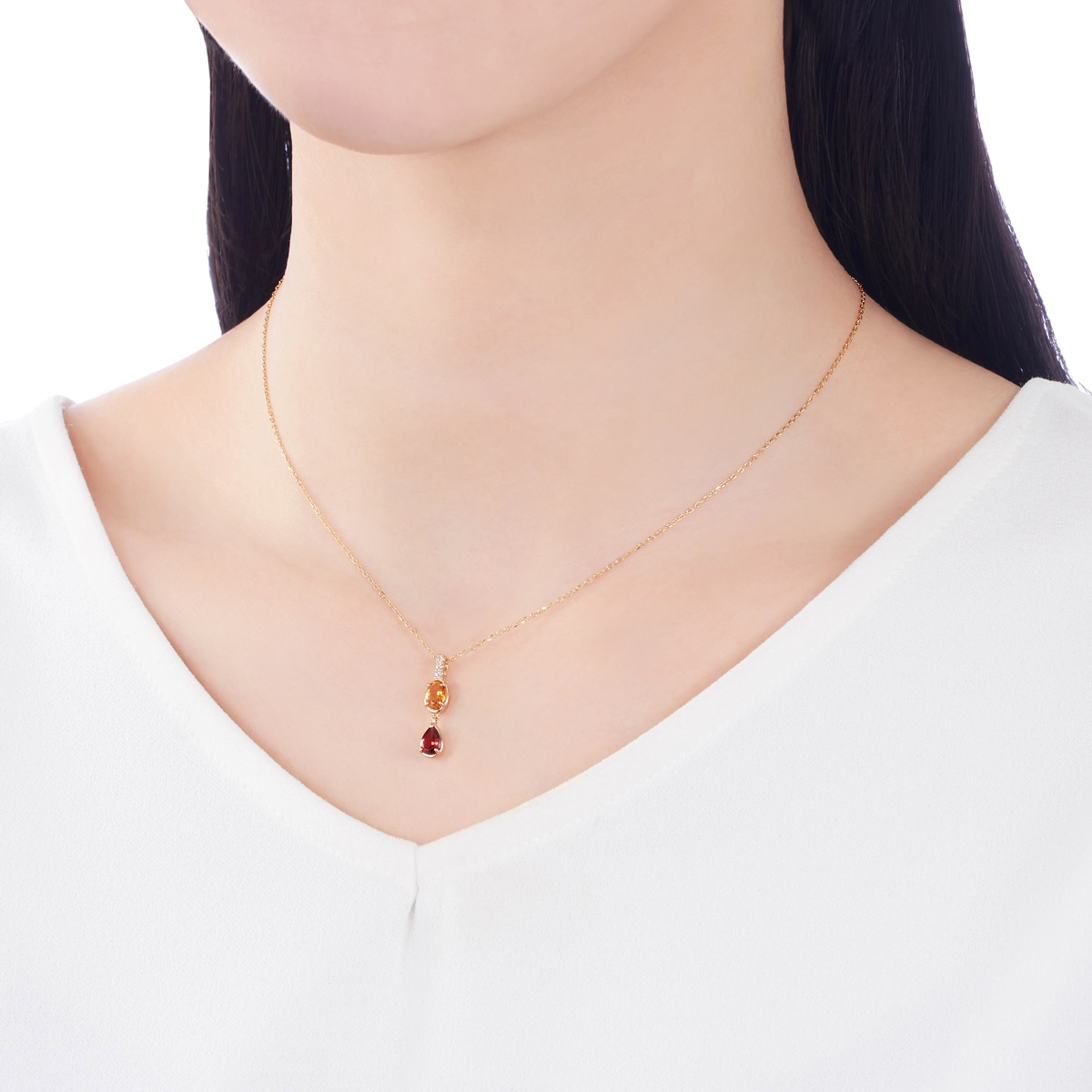 K10イエローゴールドアルマンダインガーネットネックレス(RPN593-002