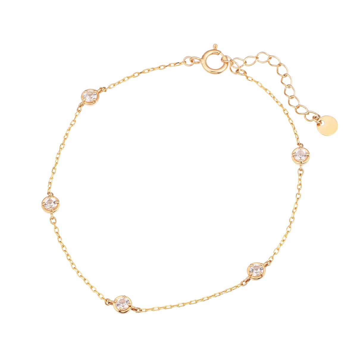 K10イエローゴールドホワイトトパーズブレスレット(RBL553)|TSUTSUMI