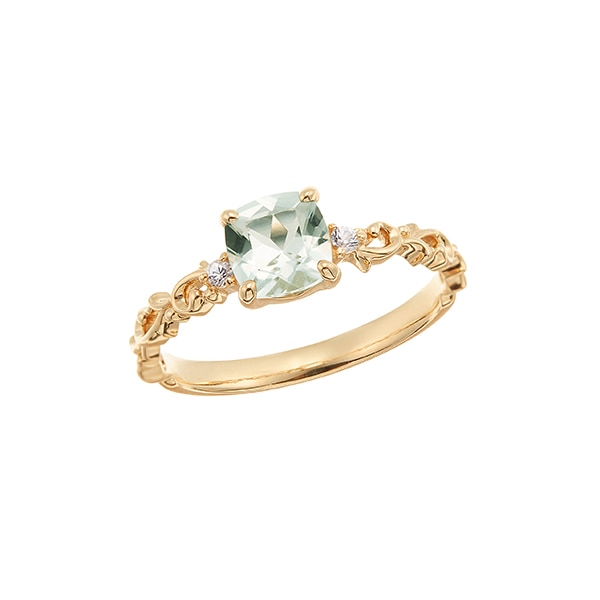 K10イエローゴールドグリーンアメシストリング（ピンキーリング