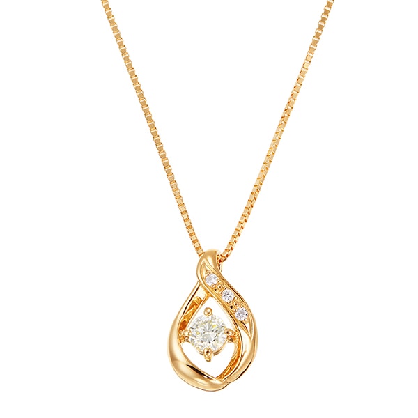 K18イエローゴールド鑑定書付ダイヤモンドネックレス（0.15カラット