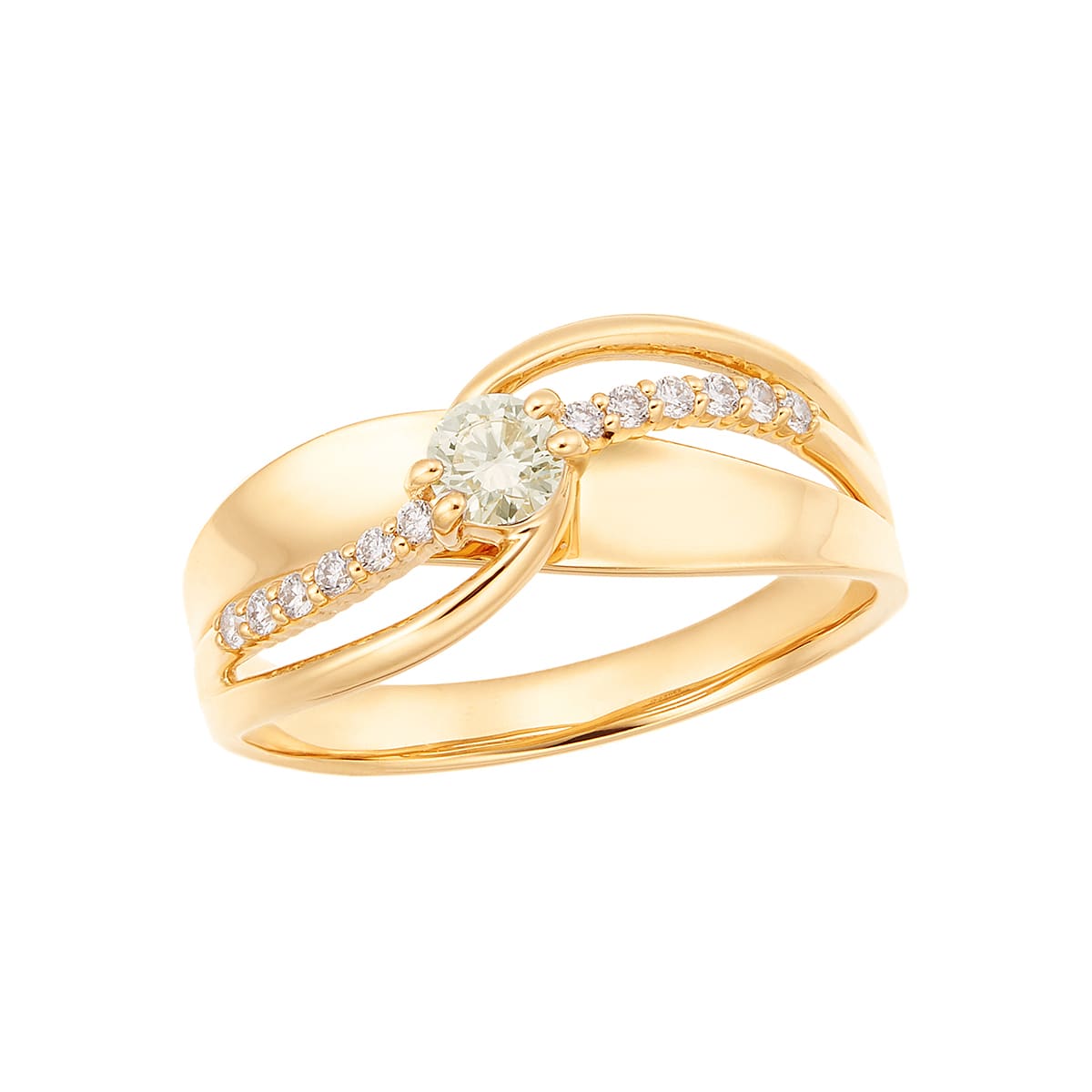 K18イエローゴールド鑑定書付ダイヤモンドリング（0.17カラット