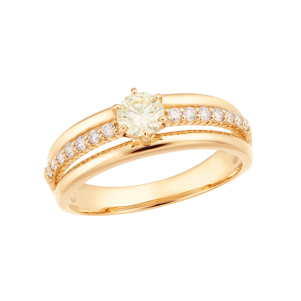 K18イエローゴールド鑑定書付ダイヤモンドリング（0.4カラット